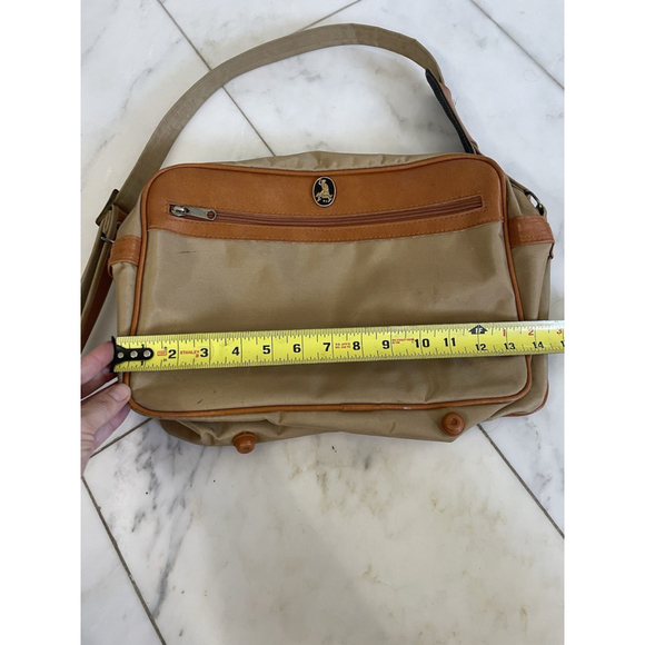 Vintage Mercury Tan And Brown Nylon Messenger Bag With Adjustable Strap - Picture 7 of 9